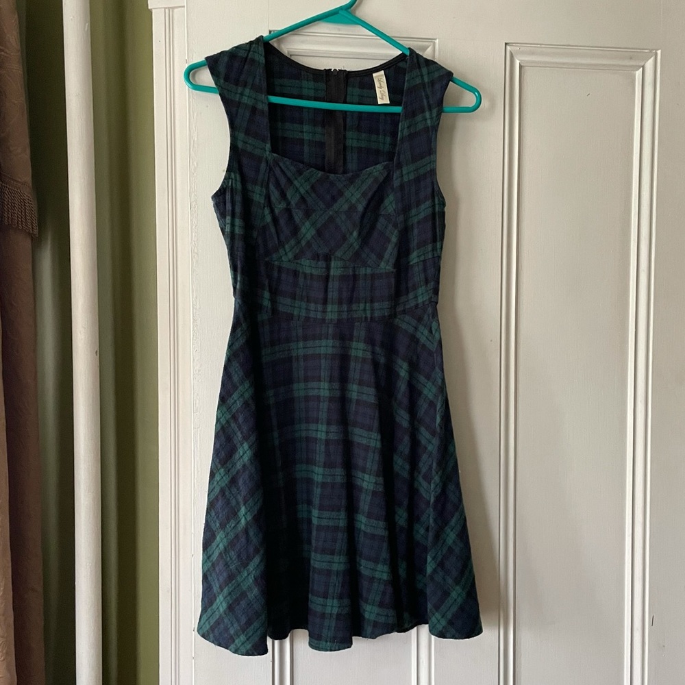 Lovely Day green and blue tarten dress
